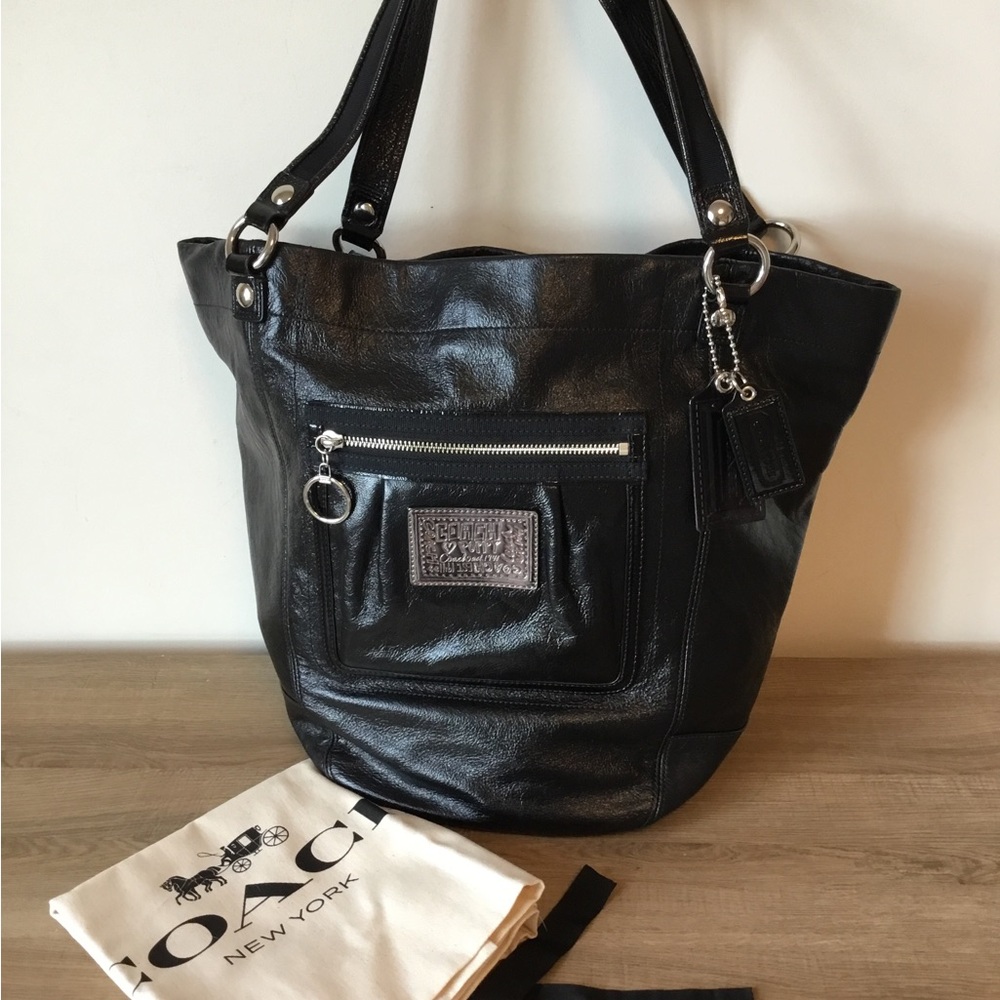 Coach Poppy Bella Black Large Duffle Tote Shoulder Bag No A1020-14565